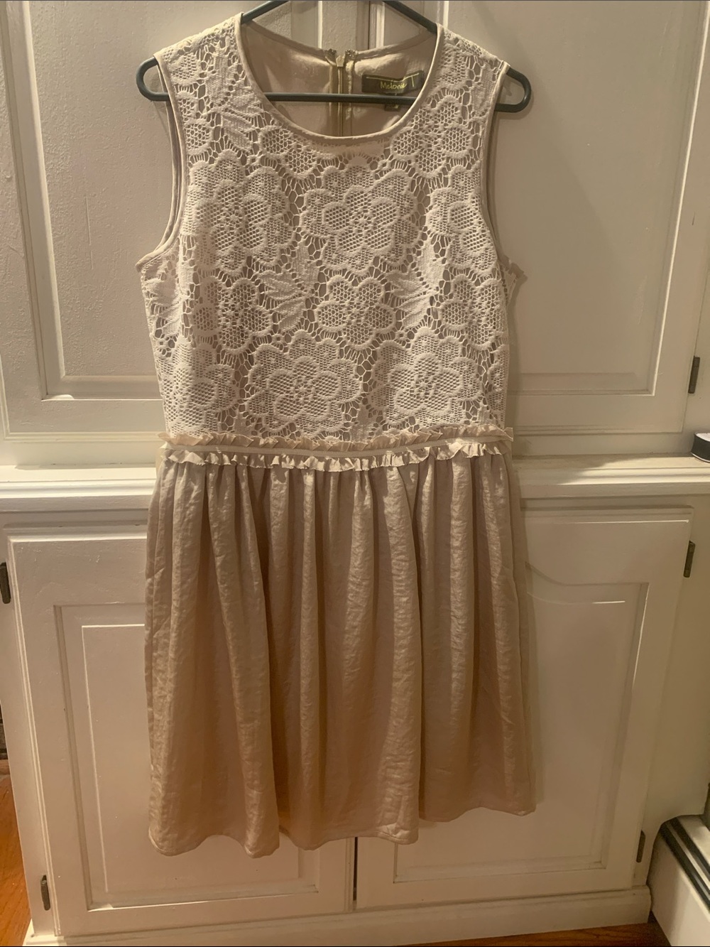 Lace Bodice Cream Cocktail Dress by Melonie Womenβs size 10 NWT